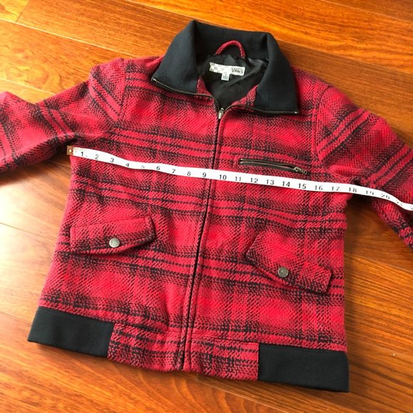Vans Plaid Flannel Look Red Zip Up Bomber Jacket Size Medium - Picture 9 of 10